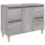 Set Mobili da Bagno 3 pz Grigio Sonoma in Legno Multistrato