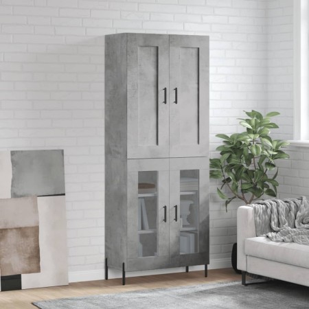 Credenza Grigio Cemento 69,5x34x180 cm in Legno Multistrato