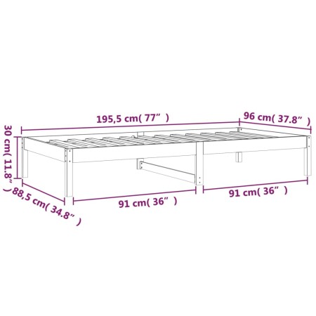 Dormeuse Miele 90x190 cm Single in Legno Massello di Pino