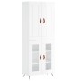 Credenza Bianco Lucido 69,5x34x180 cm in Legno Multistrato