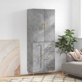 Credenza Grigio Cemento 69,5x34x180 cm in Legno Multistrato