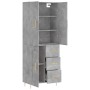 Credenza Grigio Cemento 69,5x34x180 cm in Legno Multistrato