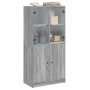 Credenza con Ante Grigio Sonoma 68x37x142 cm Legno Multistrato