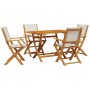 Set Pranzo da Giardino 5pz Crema in Tessuto e Legno Massello