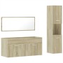 Set Mobili da Bagno 3 pz Rovere Sonoma in Legno Multistrato