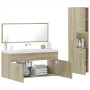 Set Mobili da Bagno 3 pz Rovere Sonoma in Legno Multistrato