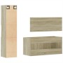 Set Mobili da Bagno 3 pz Rovere Sonoma in Legno Multistrato