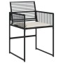 Set da Pranzo da Giardino 11 pz con Cuscini in Polyrattan Nero