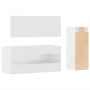 Set Mobili da Bagno 3 pz Bianco Lucido in Legno Multistrato
