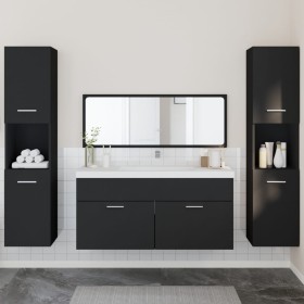 Set Mobili da Bagno 4 pz Nero in Legno Multistrato