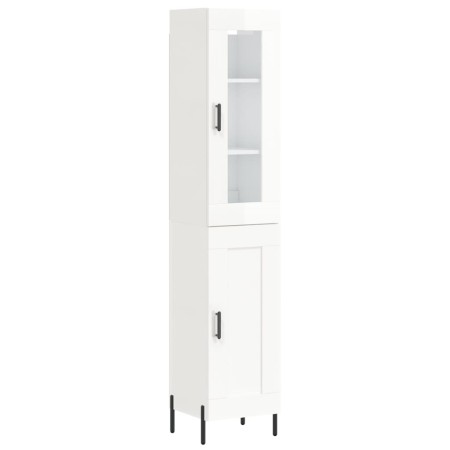 Credenza 34,5x34x180 cm in Legno Multistrato Bianco Lucido