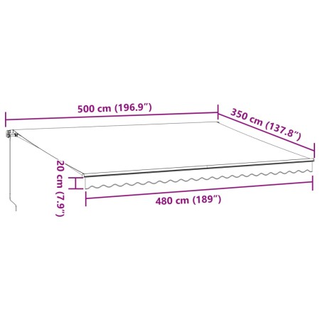 Tenda da Sole Retrattile Manuale con LED Bordò 500x350 cm