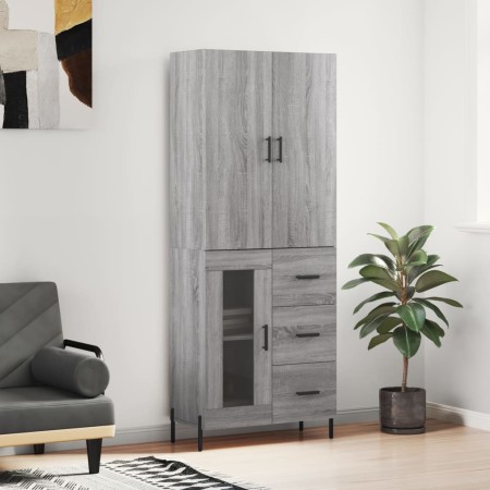 Credenza Grigio Sonoma 69,5x34x180 cm in Legno Multistrato