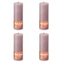 Bolsius Candele Rustiche a Colonna Shine 4 pz 190x68 mm Rosa Cenere