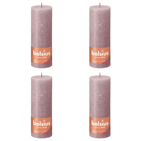 Bolsius Candele Rustiche a Colonna Shine 4 pz 190x68 mm Rosa Cenere