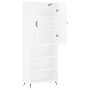 Credenza Bianco Lucido 69,5x34x180 cm in Legno Multistrato