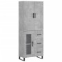 Credenza Grigio Cemento 69,5x34x180 cm in Legno Multistrato