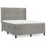 Giroletto a Molle con Materasso Grigio Chiaro 140x190cm Velluto