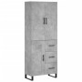 Credenza Grigio Cemento 69,5x34x180 cm in Legno Multistrato