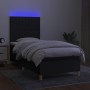 Letto a Molle con Materasso e LED Nero 90x190 cm in Tessuto