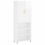 Credenza Bianco Lucido 69,5x34x180 cm in Legno Multistrato