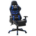 Sedia da Gaming con Poggiapiedi Blu e Nera in Similpelle