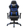 Sedia da Gaming con Poggiapiedi Blu e Nera in Similpelle