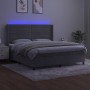 Letto a Molle Materasso e LED Grigio Chiaro 180x200 cm Velluto