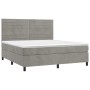 Giroletto a Molle con Materasso Grigio Chiaro 180x200cm Velluto