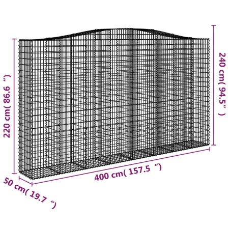 Cesti Gabbioni ad Arco 8 pz 400x50x220/240 cm Ferro Zincato