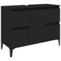 Set Mobili da Bagno 3 pz Nero in Legno Multistrato