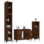 Set Mobili da Bagno 3 pz Rovere Marrone in Legno Multistrato