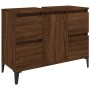 Set Mobili da Bagno 3 pz Rovere Marrone in Legno Multistrato