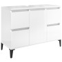 Mobile Lavabo Bianco Lucido 80x33x60 cm in Legno Multistrato