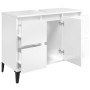 Mobile Lavabo Bianco Lucido 80x33x60 cm in Legno Multistrato