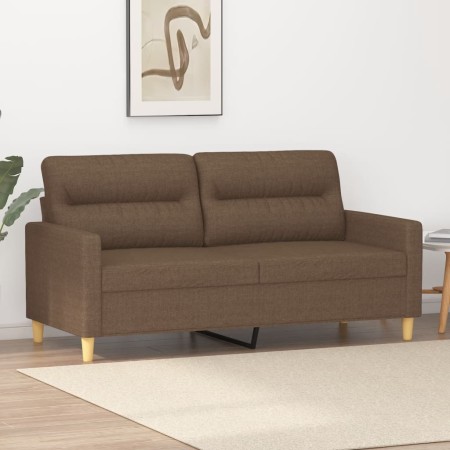 Divano a 2 Posti Marrone 140 cm in Tessuto