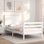 Giroletto con Testiera Bianco Small Single Legno Massello