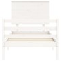 Giroletto con Testiera Bianco Small Single Legno Massello