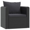 Set Divani da Giardino 7 pz con Cuscini in Polyrattan Nero