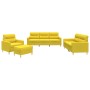 Set di Divani 4 pz con Cuscini Giallo Chiaro in Tessuto