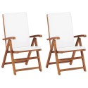 Sedie da Giardino con Cuscini 2 pz Legno Massello di Teak Crema