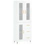 Credenza Bianco Lucido 69,5x34x180 cm in Legno Multistrato