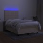 Letto a Molle con Materasso e LED Crema 120x190 cm in Tessuto