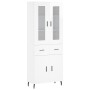 Credenza Bianco Lucido 69,5x34x180 cm in Legno Multistrato