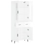 Credenza Bianco Lucido 69,5x34x180 cm in Legno Multistrato