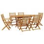 Set Pranzo da Giardino 7 pz Beige Polipropilene/ Legno Massello