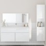 Set Mobili da Bagno 3 pz Bianco Lucido in Legno Multistrato