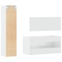 Set Mobili da Bagno 3 pz Bianco Lucido in Legno Multistrato