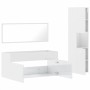 Set Mobili da Bagno 3 pz Bianco Lucido in Legno Multistrato