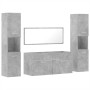 Set Mobili da Bagno 4 pz Grigio Cemento in Legno Multistrato